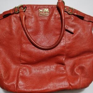 Coach Shoulder Bag 18641 Madison Lindsay Leather Tote Purse Orange Chic Satchel